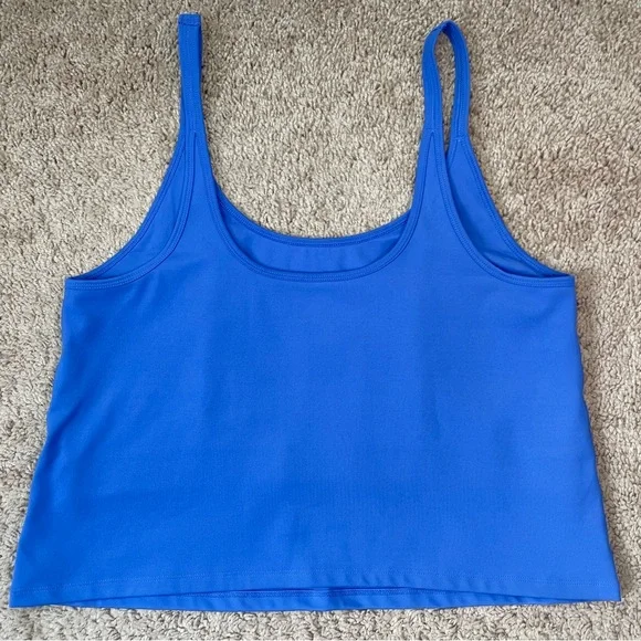 Girlfriend Collective Blue Gemma Scoop Tank Top with Built-In Bra Plus Size XXL - Picture 7 of 15